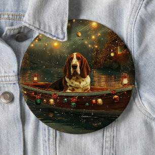 Bóton Redondo 15.24cm Basset Hound Christmas Festive Voyage