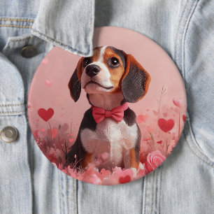 Bóton Redondo 15.24cm Beagle com Rosas - Dia dos Namorados