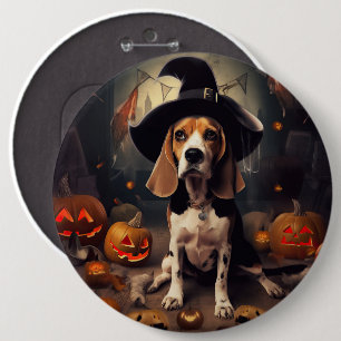 Bóton Redondo 15.24cm Beagle Pumpkins Halloween Assustado