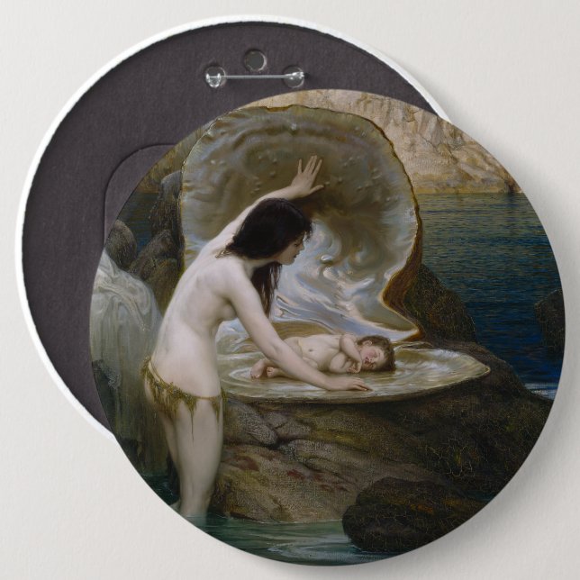 Bóton Redondo 15.24cm Bebê d'água e Sereia Ninfônica Bikini (Frente & Verso)