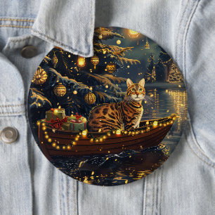 Bóton Redondo 15.24cm Bengala Cat Natal Viagem Festiva