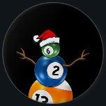 Bóton Redondo 15.24cm Billiers Christmas Snowman com Piscina Mesa Balls<br><div class="desc">Billiers Christmas Snowman com Piscina Mesa Balls</div>