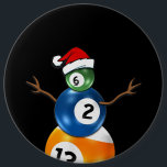 Bóton Redondo 15.24cm Billiers Christmas Snowman com Piscina Mesa Balls<br><div class="desc">Billiers Christmas Snowman com Piscina Mesa Balls</div>
