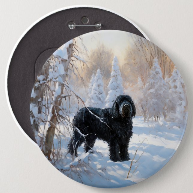 Bóton Redondo 15.24cm Black Russian Terrier Que Neve (Frente & Verso)