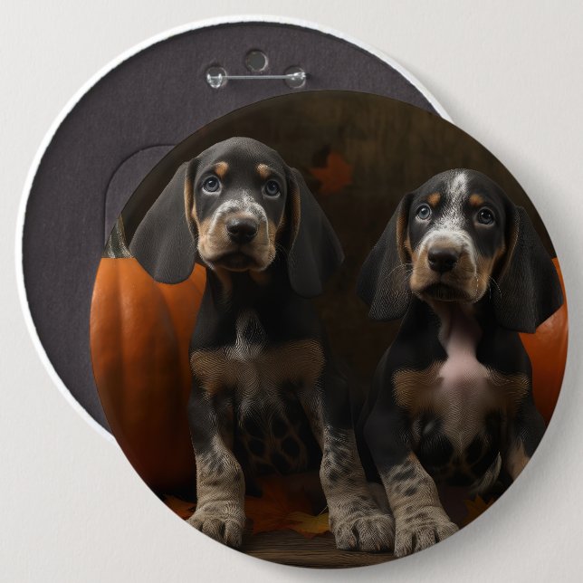 Bóton Redondo 15.24cm Bluetick Conhound Puppy Autumn - Pumpkin (Frente & Verso)
