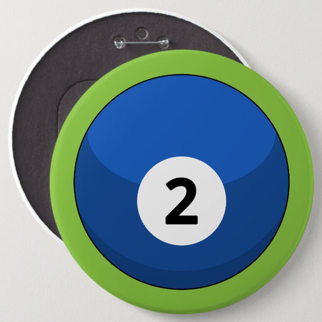 Bóton Redondo 15.24cm Bola Azul Billiard Número Dois (Frente & Verso)