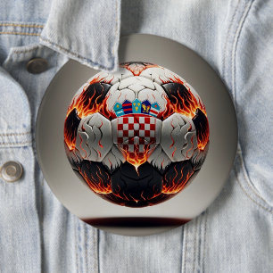 Bóton Redondo 15.24cm Bola de futebol com chamas e bandeira croata