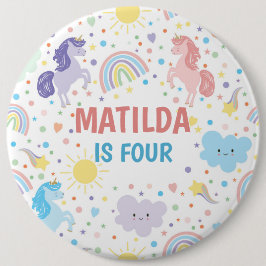 Bóton Redondo 15.24cm Bonito Crachá redondo de pequenos Unicórnios