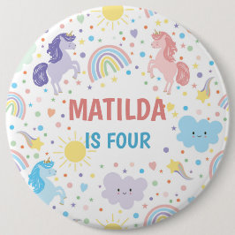 Bóton Redondo 15.24cm Bonito Crachá redondo de pequenos Unicórnios