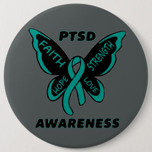 Bóton Redondo 15.24cm Borboleta/consciência… PTSD