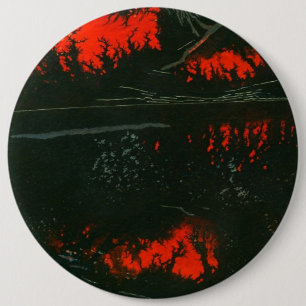 Bóton Redondo 15.24cm Botão Abstrato de Arte "Incêndio no Pântano"