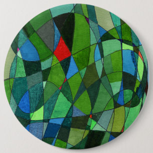Bóton Redondo 15.24cm Botão Abstrato de Arte "Principalmente Verdes"
