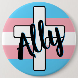 Bóton Redondo 15.24cm Botão Ally and Cross com Sinalizador Trans Pride