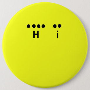 Bóton Redondo 15.24cm Botão Amarelo "Oi" Código Morse