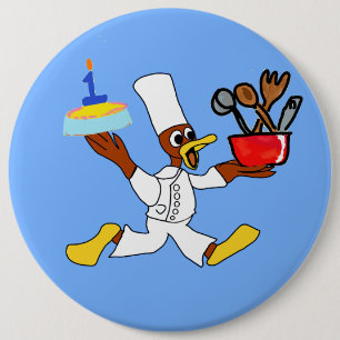 Bóton Redondo 15.24cm Botão Azul de Cartoon Popcorn Anime Chef Ducky Kaz