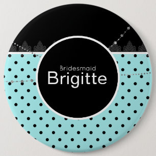 Bóton Redondo 15.24cm Botão bolinhas azul e preto