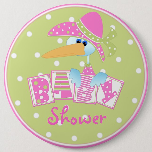 Bóton Redondo 15.24cm Botão chá de fraldas @ (Frente)