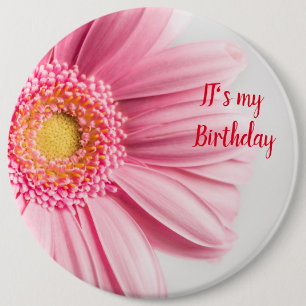 Bóton Redondo 15.24cm Botão de Aniversário de Girassol Rosa