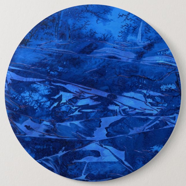 Bóton Redondo 15.24cm Botão de Arte Abstrato "Deep Water 5" (Frente)