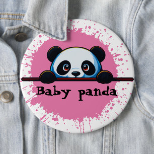 Bóton Redondo 15.24cm Botão de Distintivo do Panda Bebê Curioso Rosa