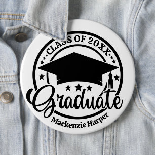 Bóton Redondo 15.24cm Botão de Graduação com Nome Personalizado
