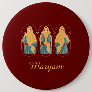 Bóton Redondo 15.24cm Botão de Ilustração Muslimah Personalizado