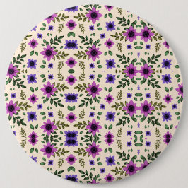 Bóton Redondo 15.24cm Botão de padrão floral redondo com um desenho simé