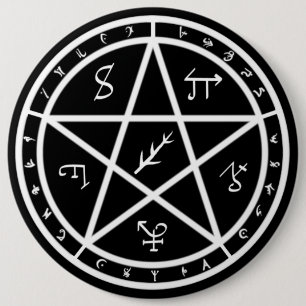 Bóton Redondo 15.24cm Botão do selo - branco no preto