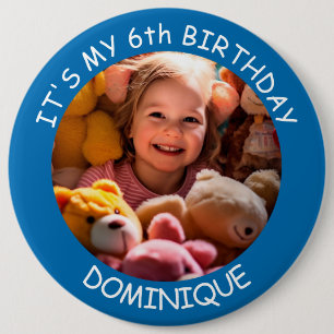 Bóton Redondo 15.24cm Botão Foto Personalizável, Nome E Idade De Anivers