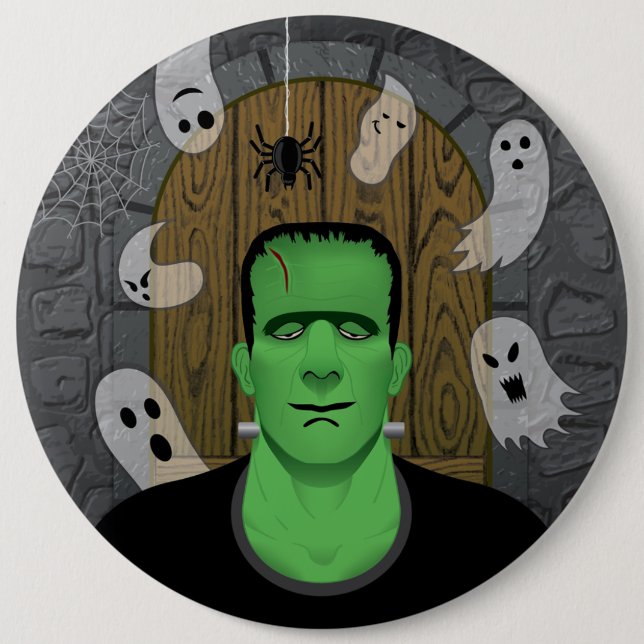 Bóton Redondo 15.24cm Botão Frankenstein & Ghosts (Frente)
