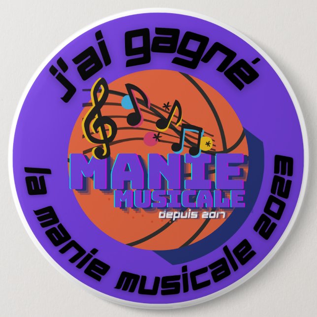 Bóton Redondo 15.24cm Botão J'ai gagné 2023 (Frente)