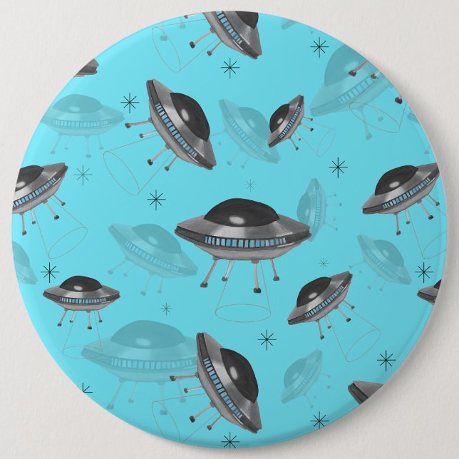 Bóton Redondo 15.24cm botão OVNI azul (Frente)