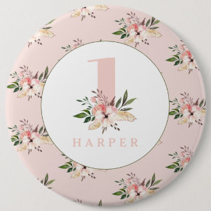 Bóton Redondo 15.24cm Botão personalizado cor-de-rosa com idade plural
