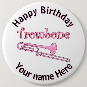 Bóton Redondo 15.24cm Botão Trombone Rosa