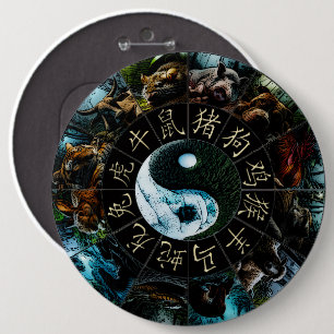Bóton Redondo 15.24cm Botão Zodiac Chinês