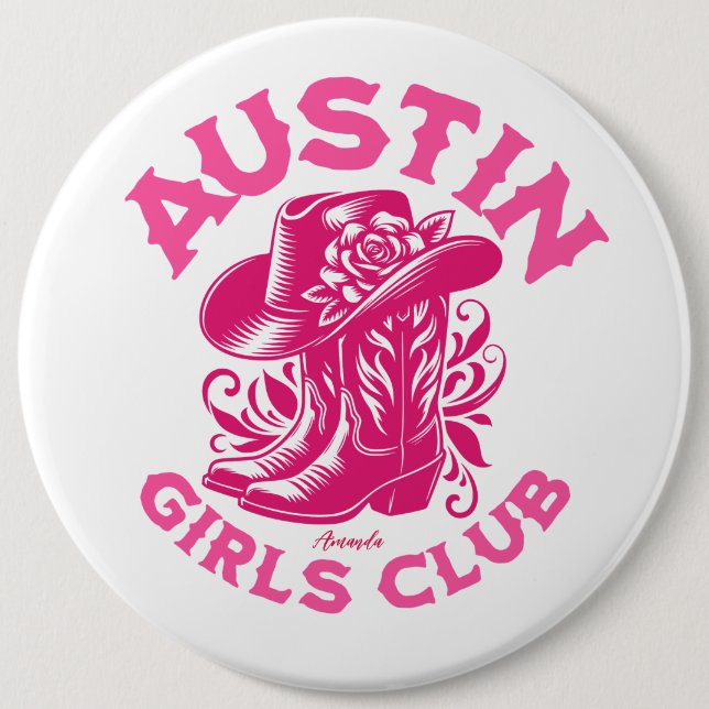 Bóton Redondo 15.24cm botas de cowboy rosadas-rosadas-solteiras austin b (Frente)