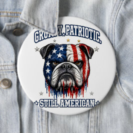 Bóton Redondo 15.24cm Botões de Bulldog Patriótico Mal-Humorado de 4 de