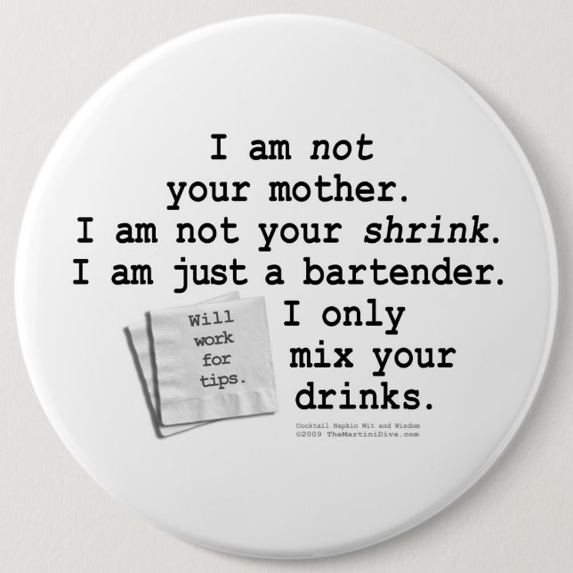 Bóton Redondo 15.24cm Botões, pinos - não seu psiquiatra (Frente)