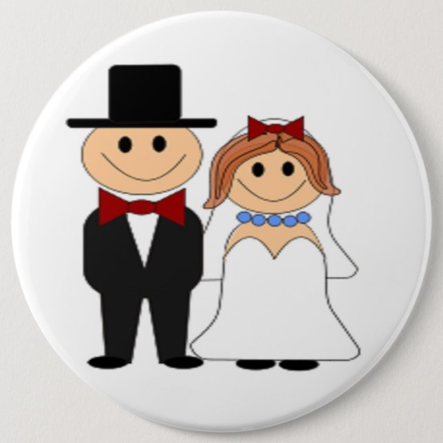 BÓTON REDONDO 15.24CM BRIDE E GROOM (Frente)