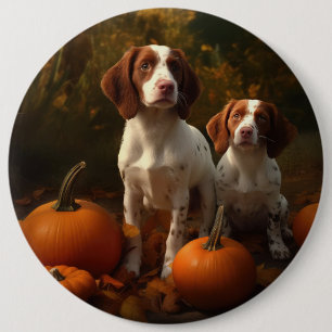 Bóton Redondo 15.24cm Brittany Spaniel Puppy Autumn Delight Pumpkin