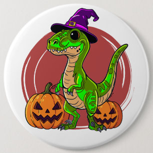 Bóton Redondo 15.24cm Bruxa de Dinossauro de Halloween