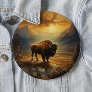 Bóton Redondo 15.24cm Buffalo Bison Sunset Silhouette