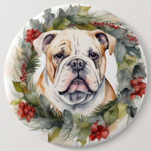 Bóton Redondo 15.24cm Buldogue Wreath Festivo Wreath
