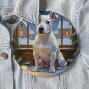 Bóton Redondo 15.24cm Bull Terrier com Luzes de Natal Feriado