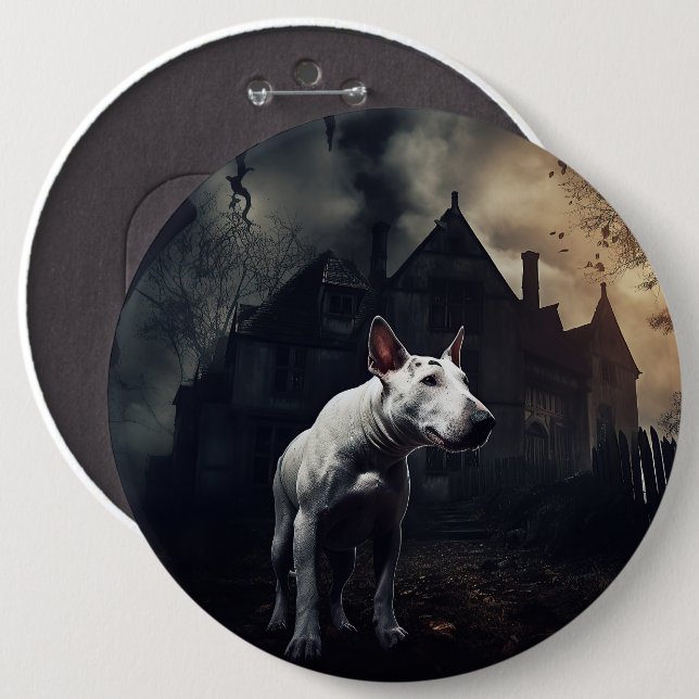 Bóton Redondo 15.24cm Bull Terrier Halloween Scary (Frente & Verso)