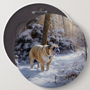 Bóton Redondo 15.24cm Bulldog Deixe Nevar Natal Escovado