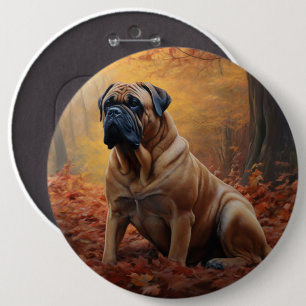 Bóton Redondo 15.24cm Bullmastiff nas Folhas de Outono Caem Inspiração