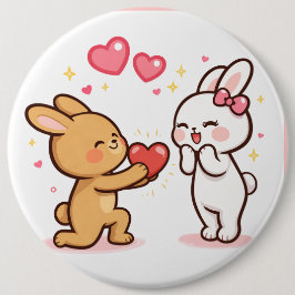Bóton Redondo 15.24cm Bunny Love Heart Gift Cute Cartoon Design