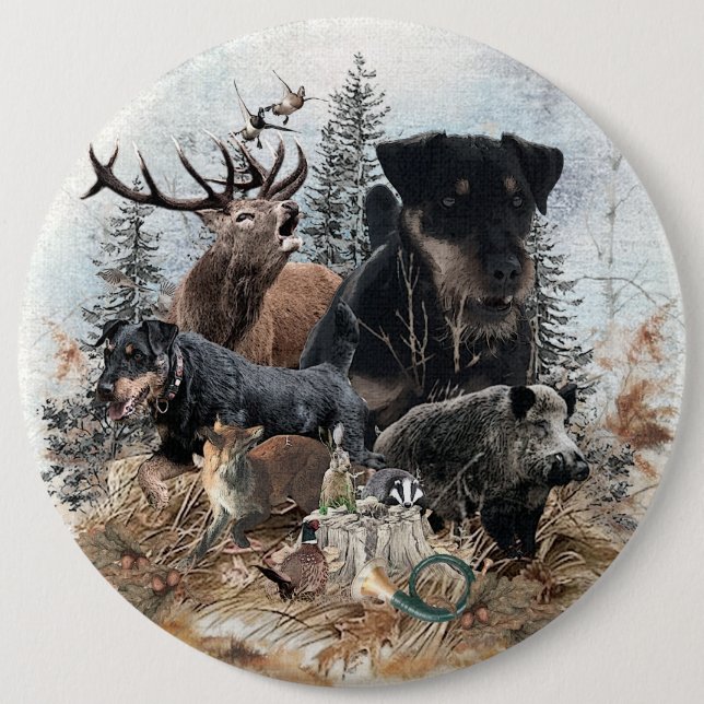 Bóton Redondo 15.24cm Caça alemã Terrier (Jagdterrier)   (Frente)