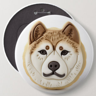 Bóton Redondo 15.24cm Cachorro Akita 3D Inspirado